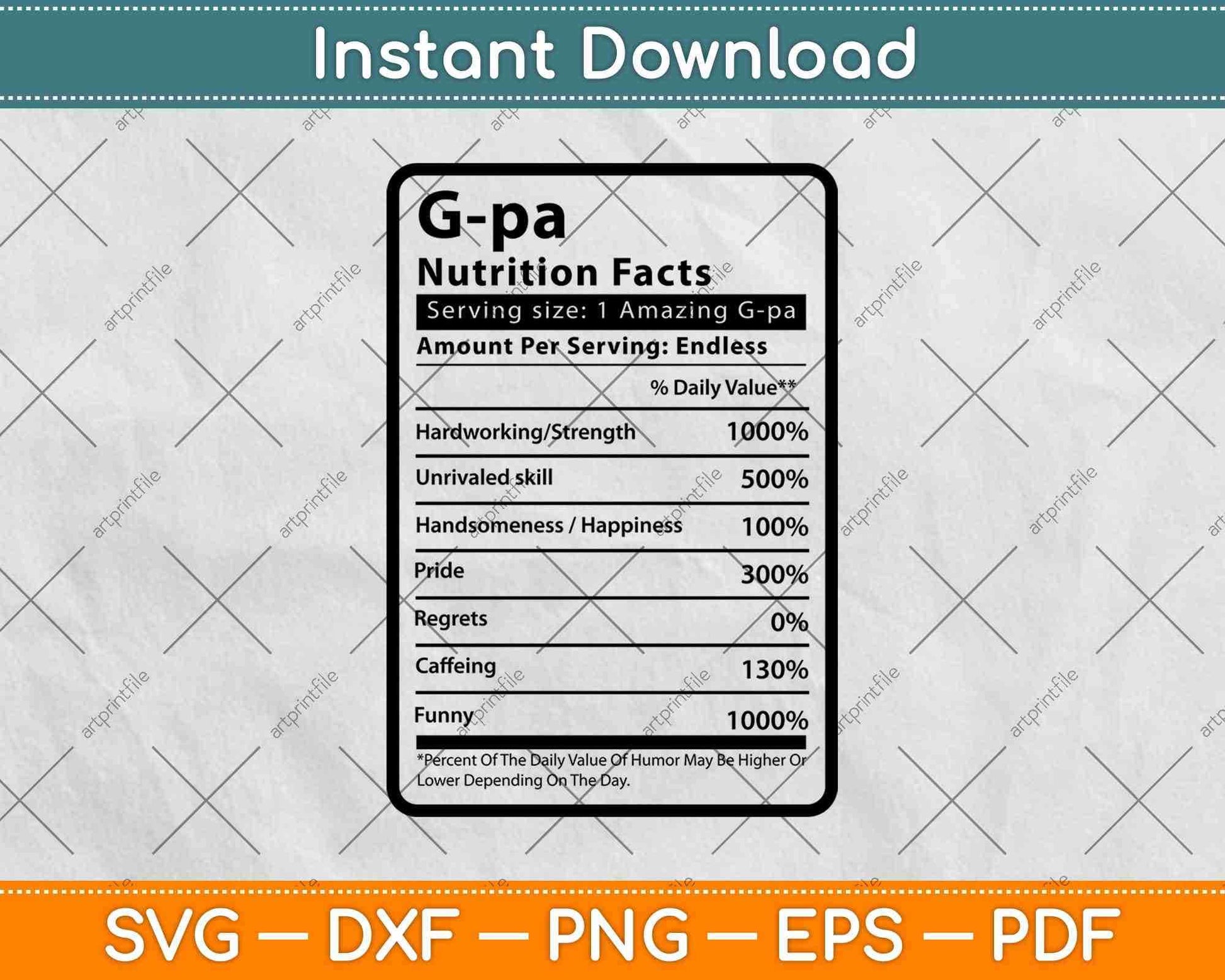 G-pa Nutrition Facts Svg Png Dxf Digital Cutting Files