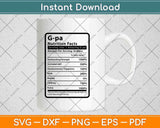G-pa Nutrition Facts Svg Png Dxf Digital Cutting Files