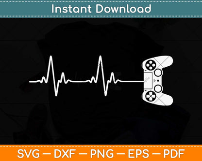 Gamer Heartbeat Cool Video Game Controller for Nerdy Gamer Svg Png Dxf Cutting File