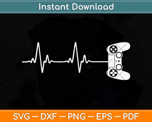 Gamer Heartbeat Cool Video Game Controller for Nerdy Gamer Svg Png Dxf Cutting File