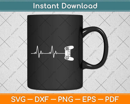 Gamer Heartbeat Cool Video Game Controller for Nerdy Gamer Svg Png Dxf Cutting File