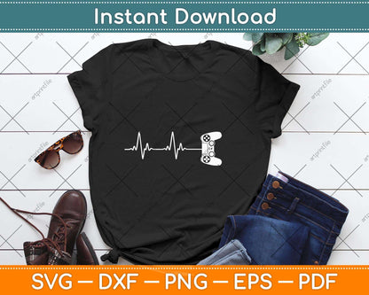 Gamer Heartbeat Cool Video Game Controller for Nerdy Gamer Svg Png Dxf Cutting File