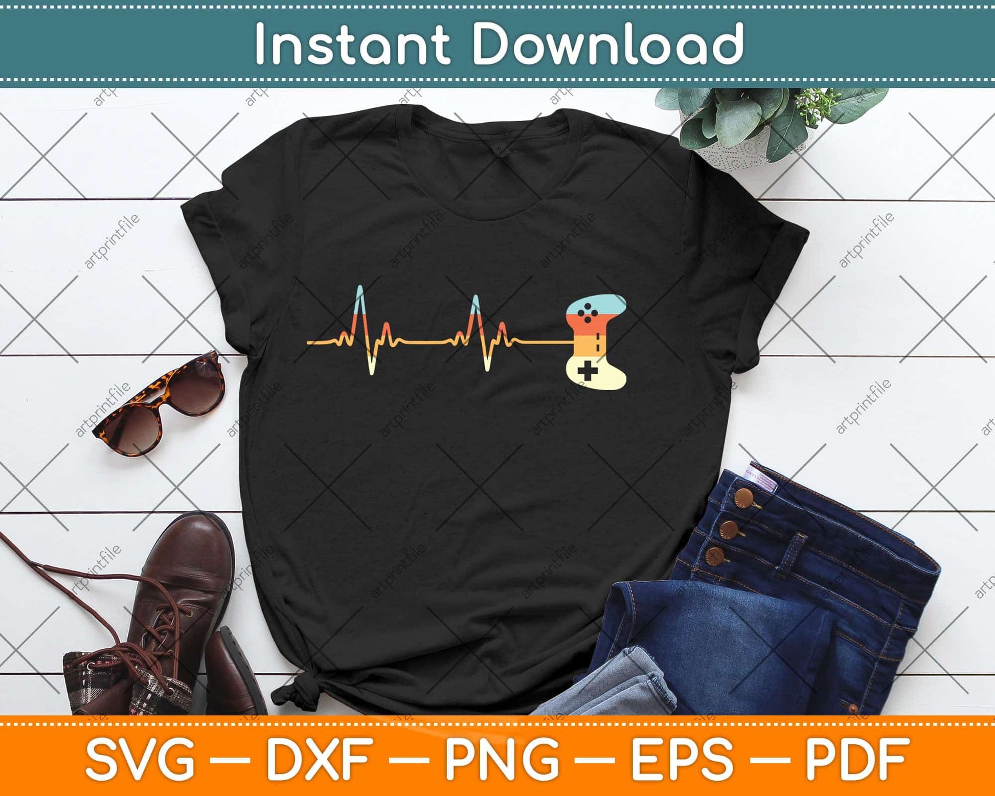 Gamer Heartbeat Video Game Players Svg Png Dxf Digital Cutting File