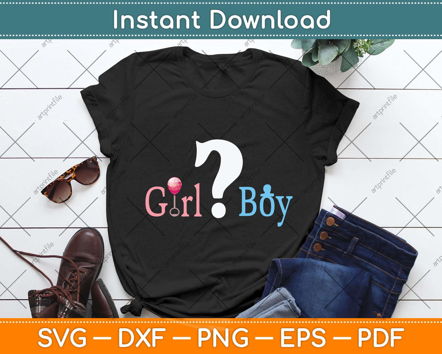 Girl Or Boy Gender Reveal Baby Shower Party Unique Svg Png Dxf Digital Cutting File