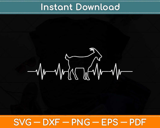 Goat EKG Heartbeat Pulse Funny Farm Animal Svg Png Dxf Digital Cutting File