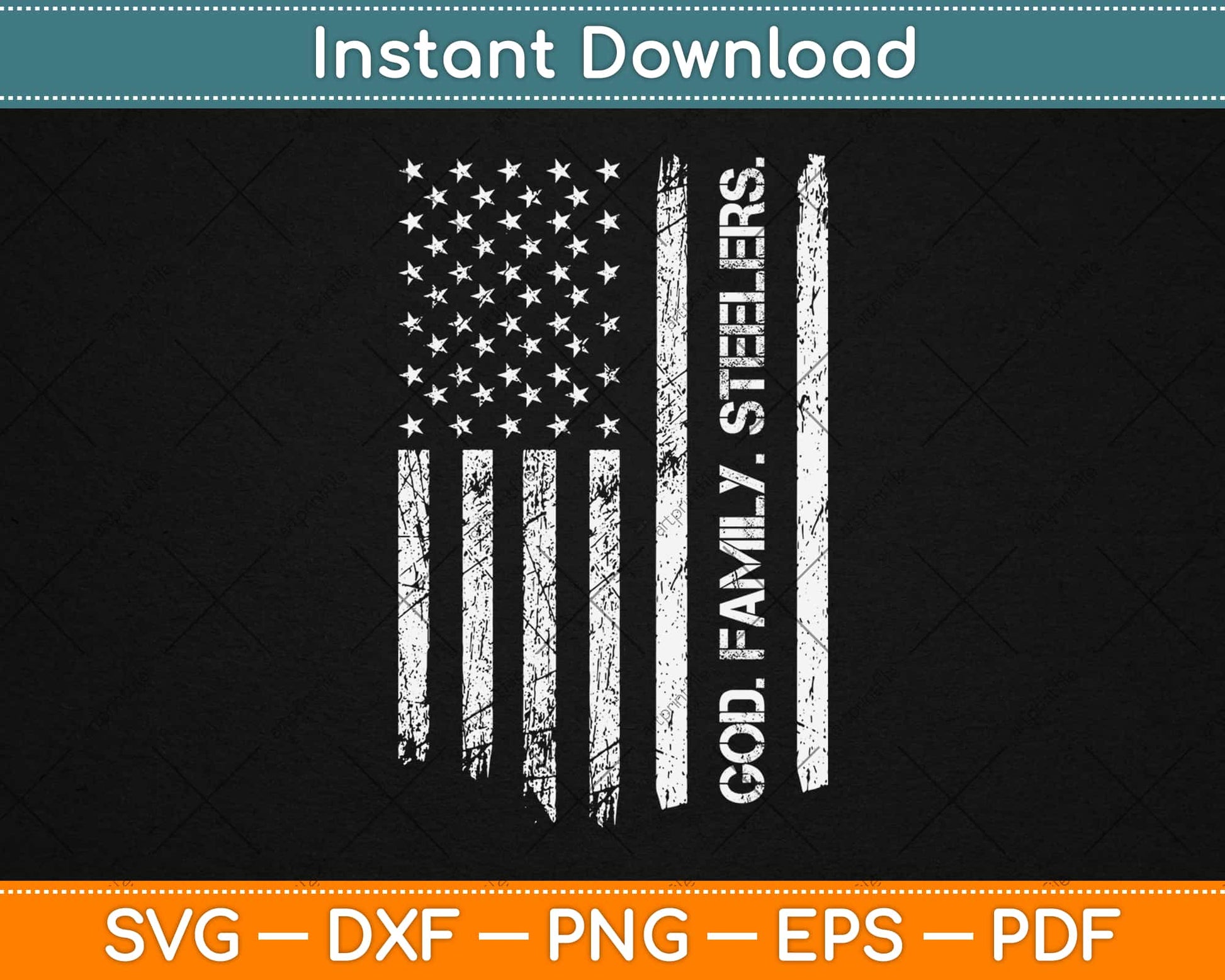 God Family Steelers Pro American Flag Fathers Day Dad Svg Design