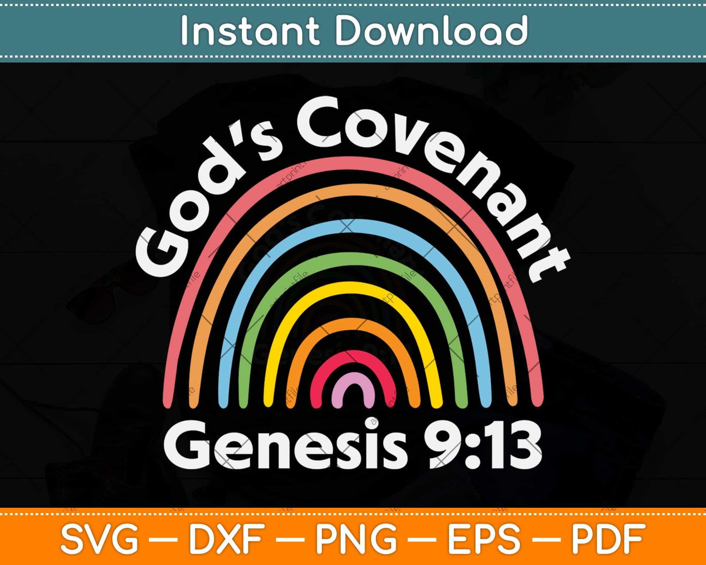God's Covenant Genesis 9:13 Rainbow Svg Png Dxf Digital Cutting File