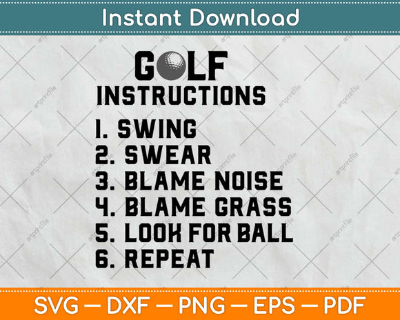 Golf Instructions Best Funny Golf Svg Design Cricut Printable Cutting Files