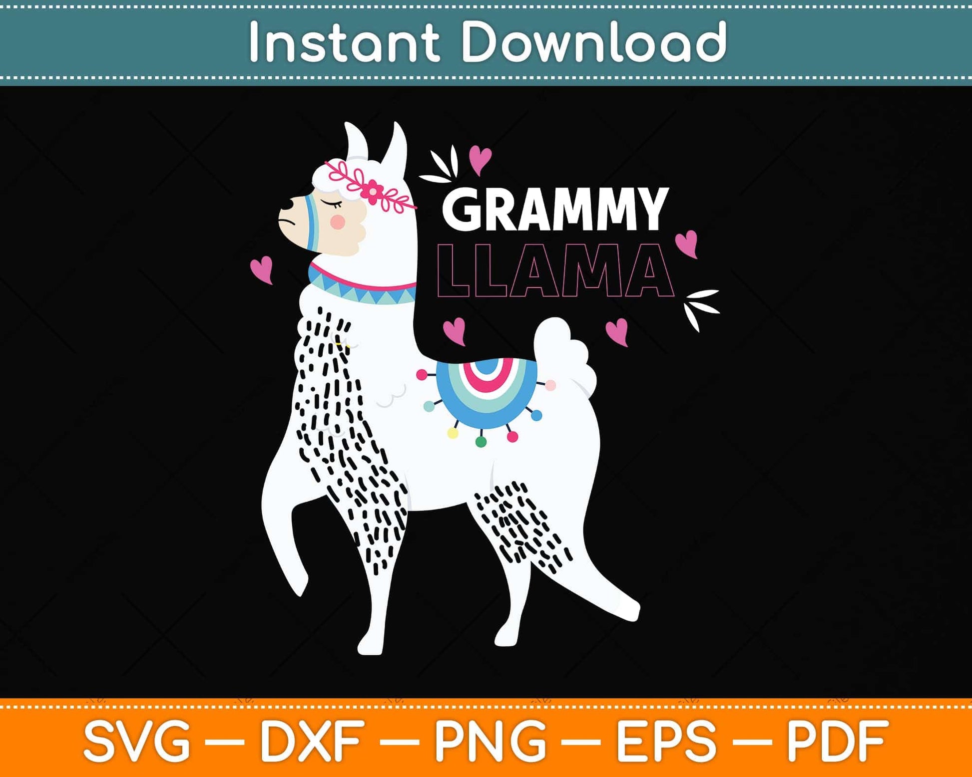 Grammy Llama Mother's Wife Family Svg Png Dxf Digital Cutting File