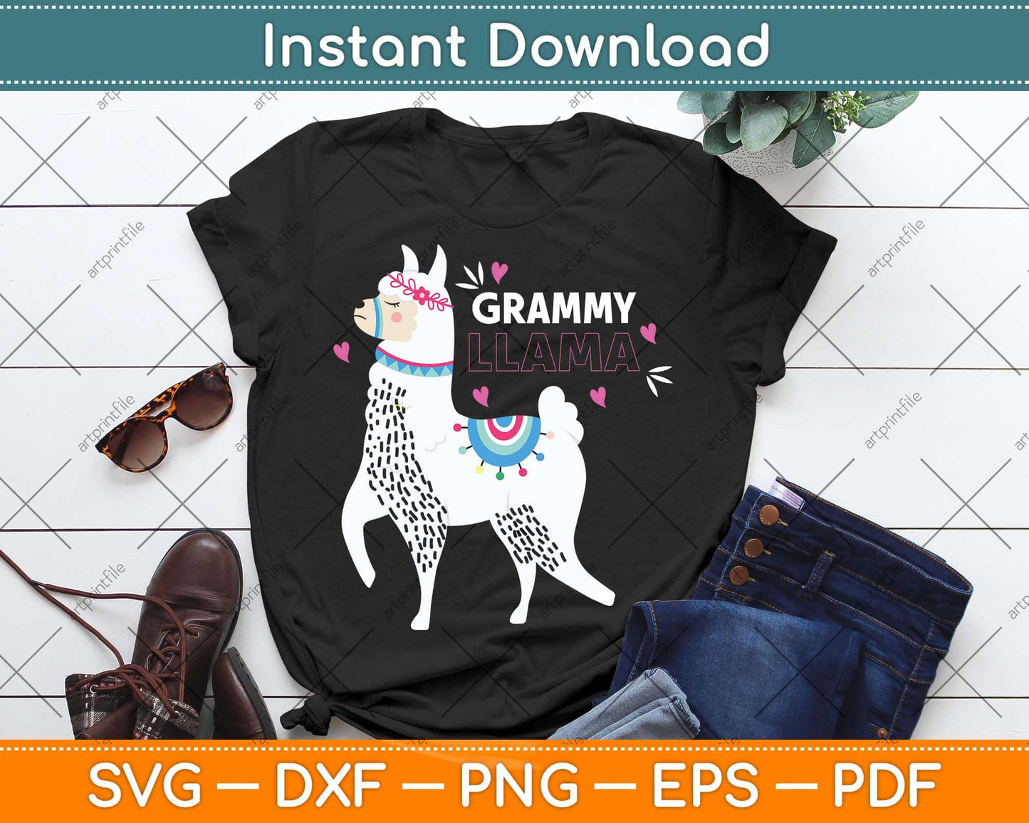 Grammy Llama Mother's Wife Family Svg Png Dxf Digital Cutting File