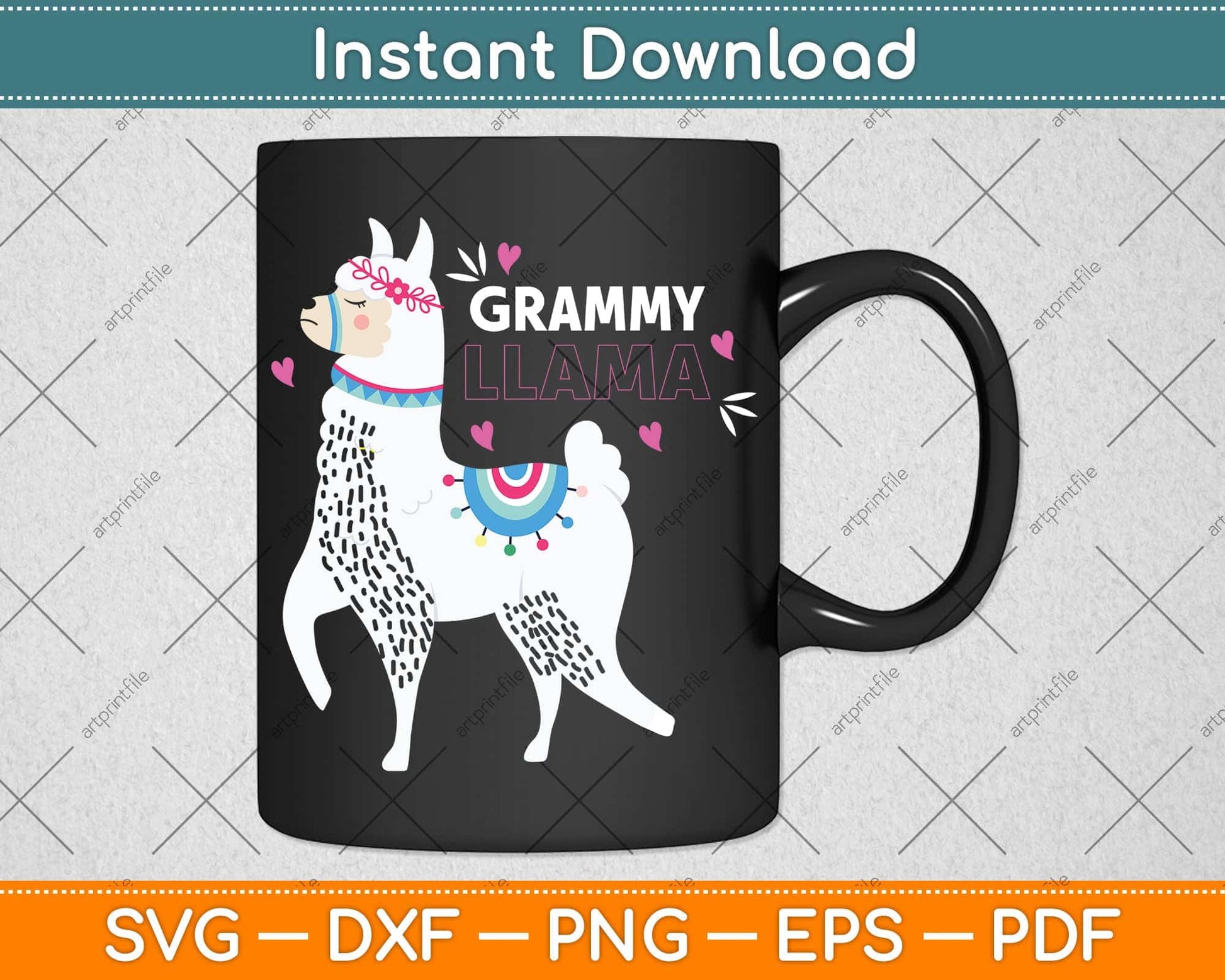 Grammy Llama Mother's Wife Family Svg Png Dxf Digital Cutting File