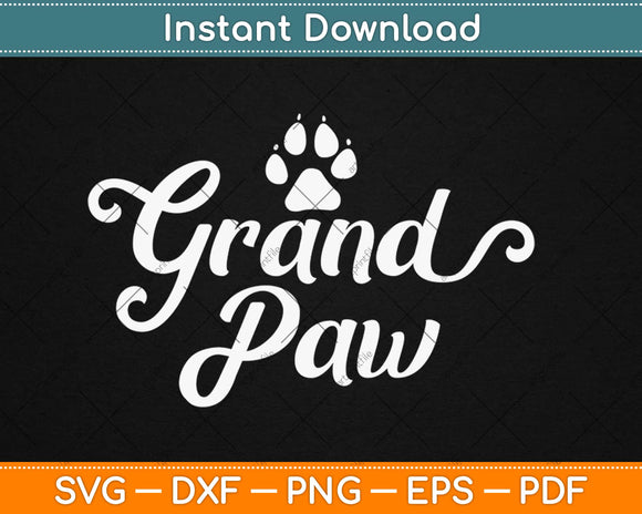Grand Paw Doggy Puppy Lover Grandpa Vintage Funny Dog Svg Png Dxf Design