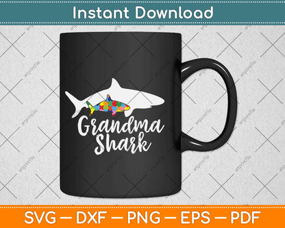 Grandma Shark Puzzle Piece Cool Autism Awareness Svg Design Cricut Cutting Files