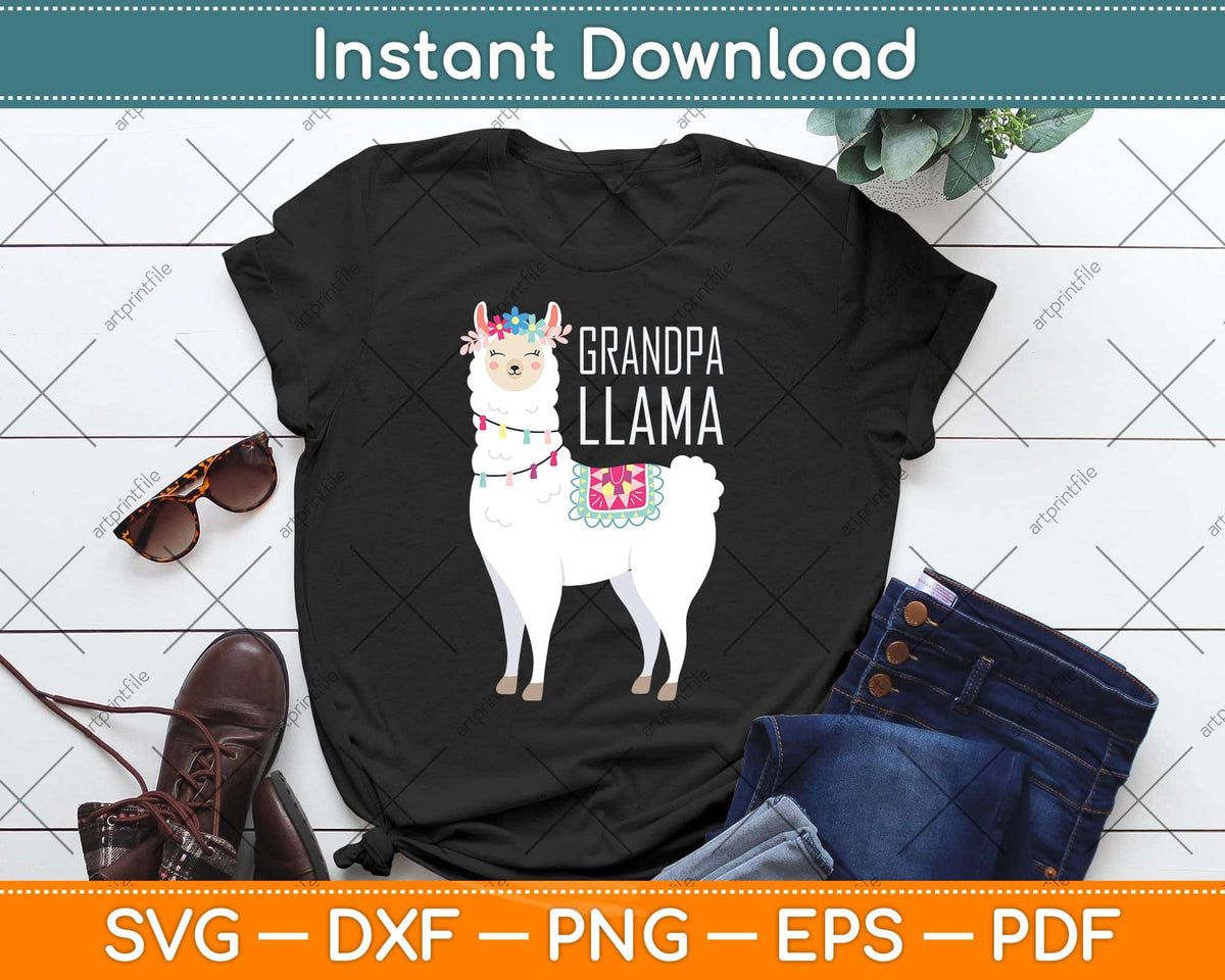 Grandpa Funny Llama Svg Png Dxf Digital Cutting File