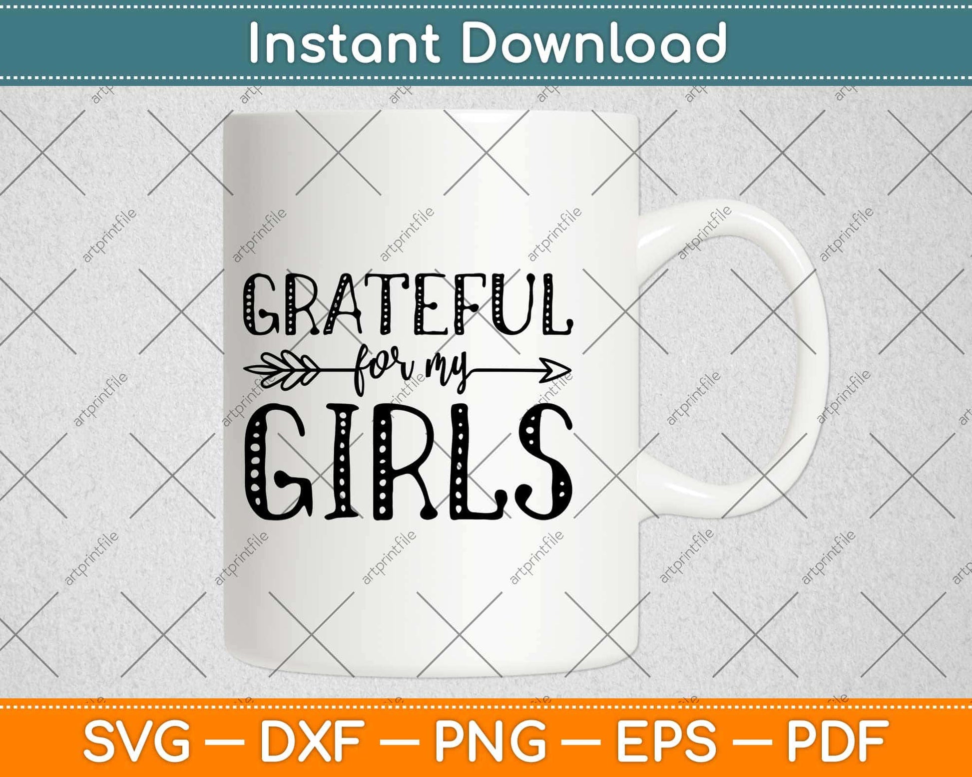 Grateful For My Girls Svg Design Cricut Printable Cutting Files