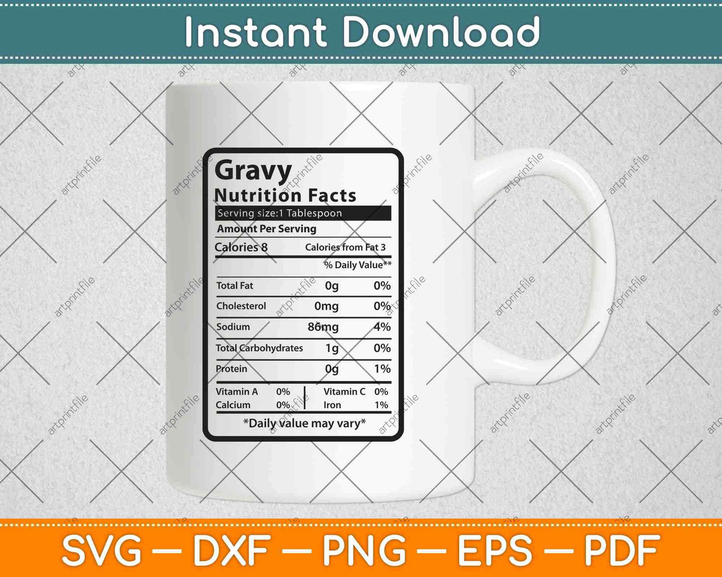 Gravy Nutrition Facts Thanksgiving Christmas Food Svg Png Dxf Digital Cutting File