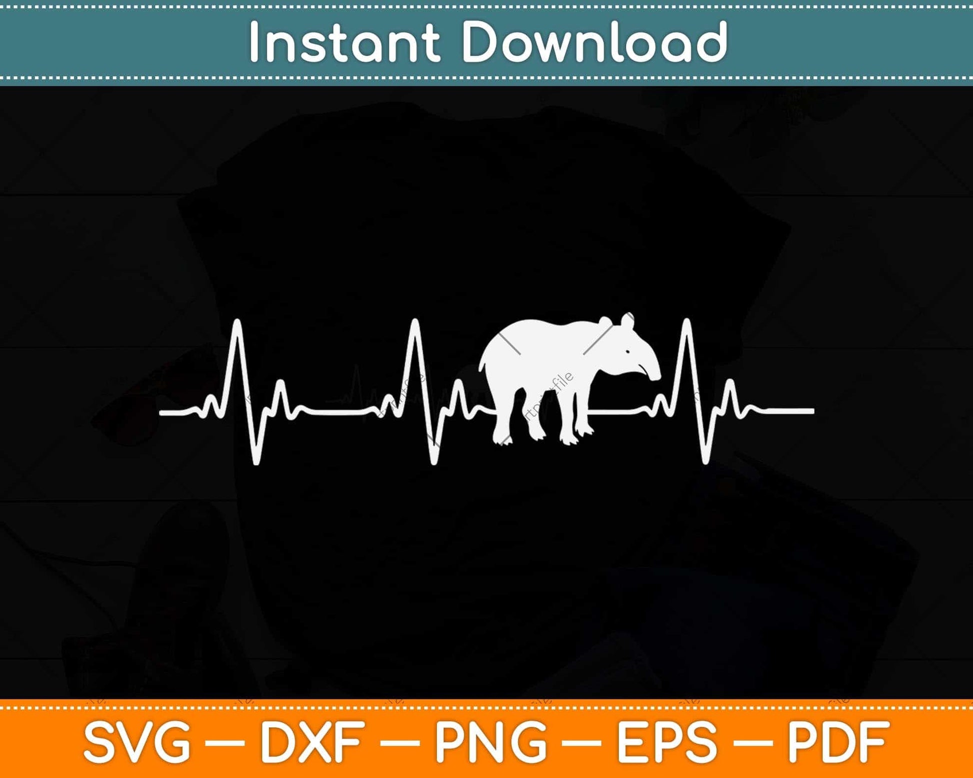 Great Tapir Heartbeat Apparel Zoo Animal Love Svg Png Dxf Digital Cutting File