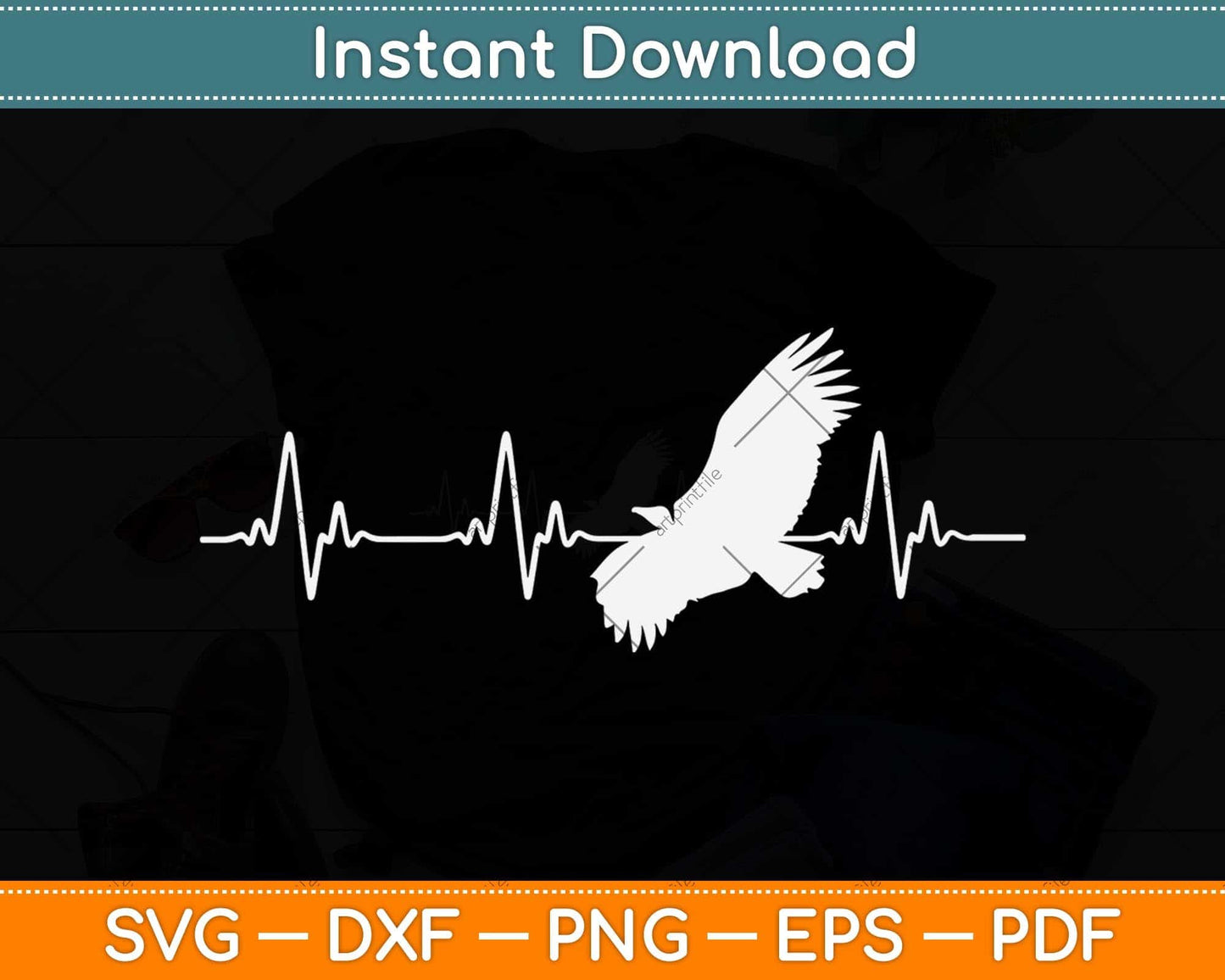 Great Vulture Heartbeat Design Scavenger Animal Love Svg Png Dxf Digital Cutting File