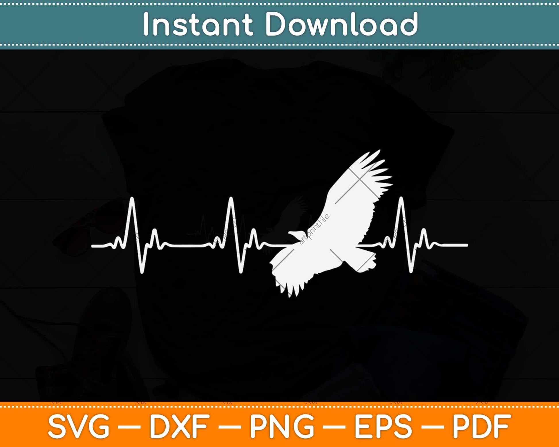 Great Vulture Heartbeat Design Scavenger Animal Love Svg Png Dxf Digital Cutting File