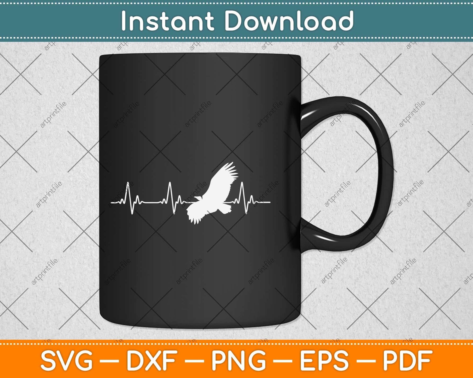 Great Vulture Heartbeat Design Scavenger Animal Love Svg Png Dxf Digital Cutting File