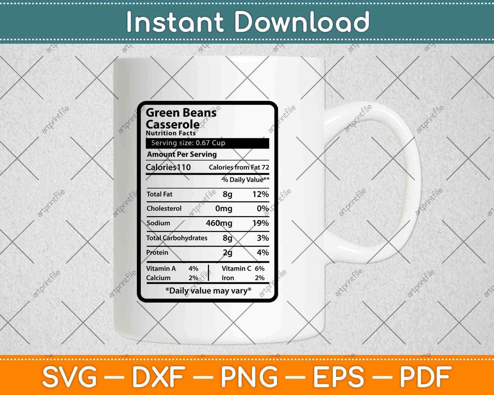 Green Beans Nutrition Facts Svg Png Dxf Digital Cutting File