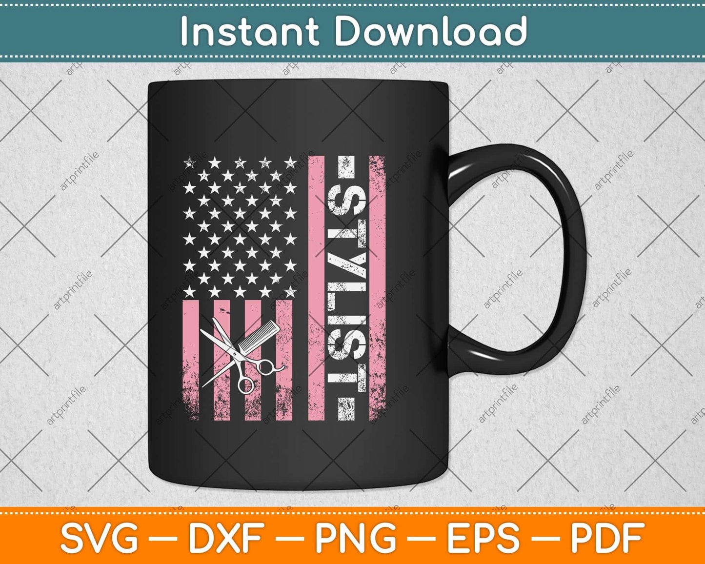 Hair Stylist American Flag Svg Png Dxf Digital Cutting File