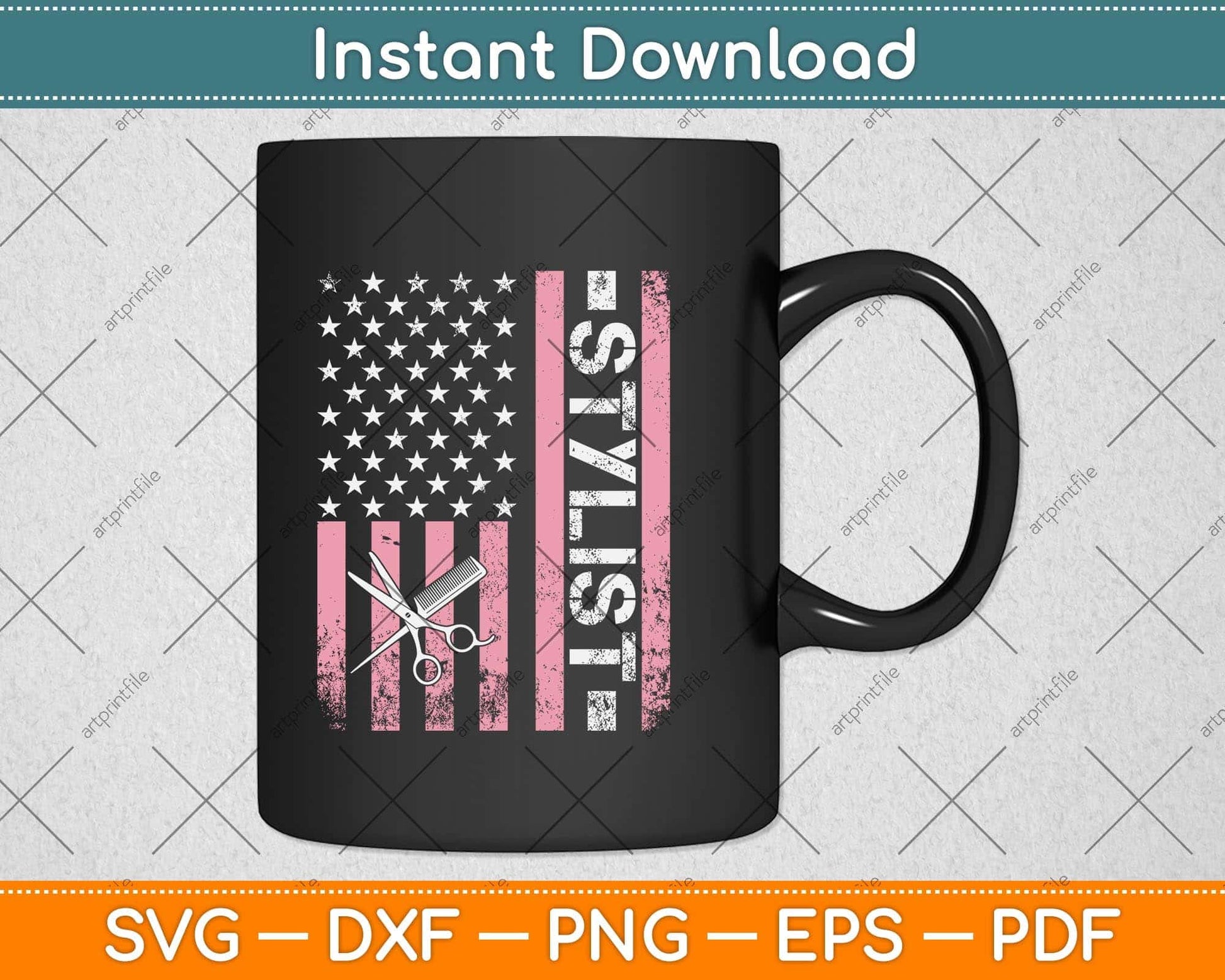 Hair Stylist American Flag Svg Png Dxf Digital Cutting File