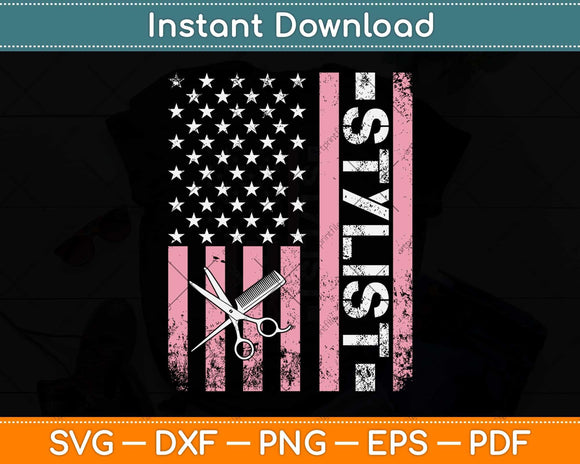 Hair Stylist American Flag Svg Png Dxf Digital Cutting File