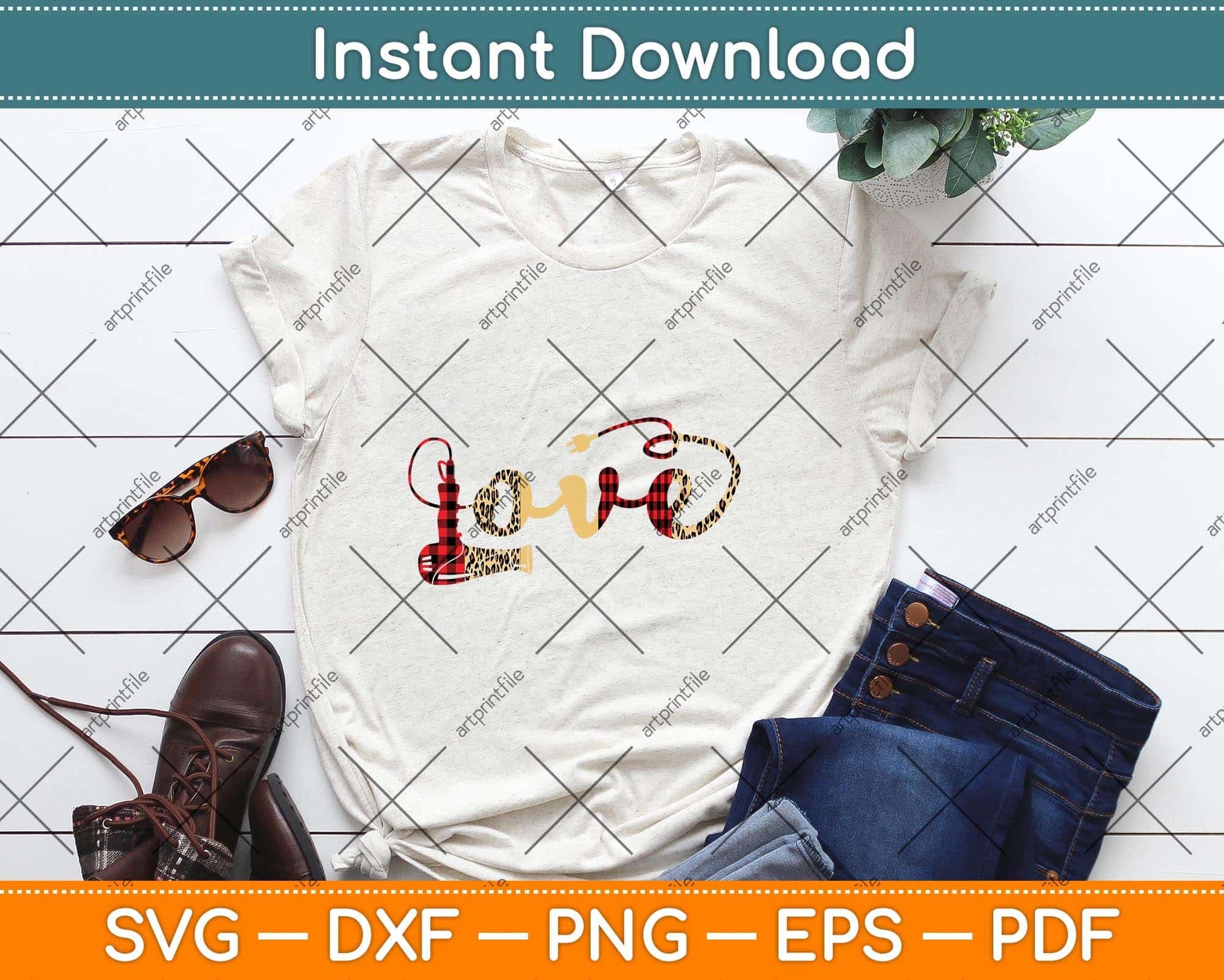 Hair Stylist Gift Valentine Hairdresser Leopard Animal Print Svg Png Dxf Cutting File