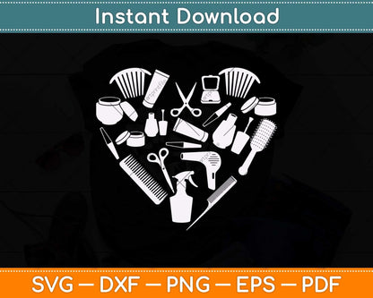 Hair Stylist Hairdresser Tools Matching Heart Decoration Svg Png Dxf Digital Cutting File
