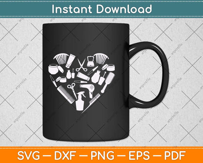 Hair Stylist Hairdresser Tools Matching Heart Decoration Svg Png Dxf Digital Cutting File