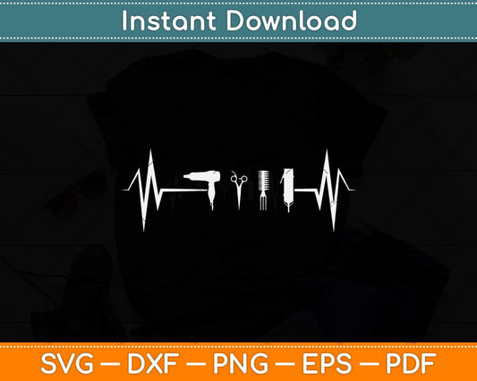 Hairstylist Hairdresser Heartbeat Hair Stylist Svg Png Dxf Digital Cutting File