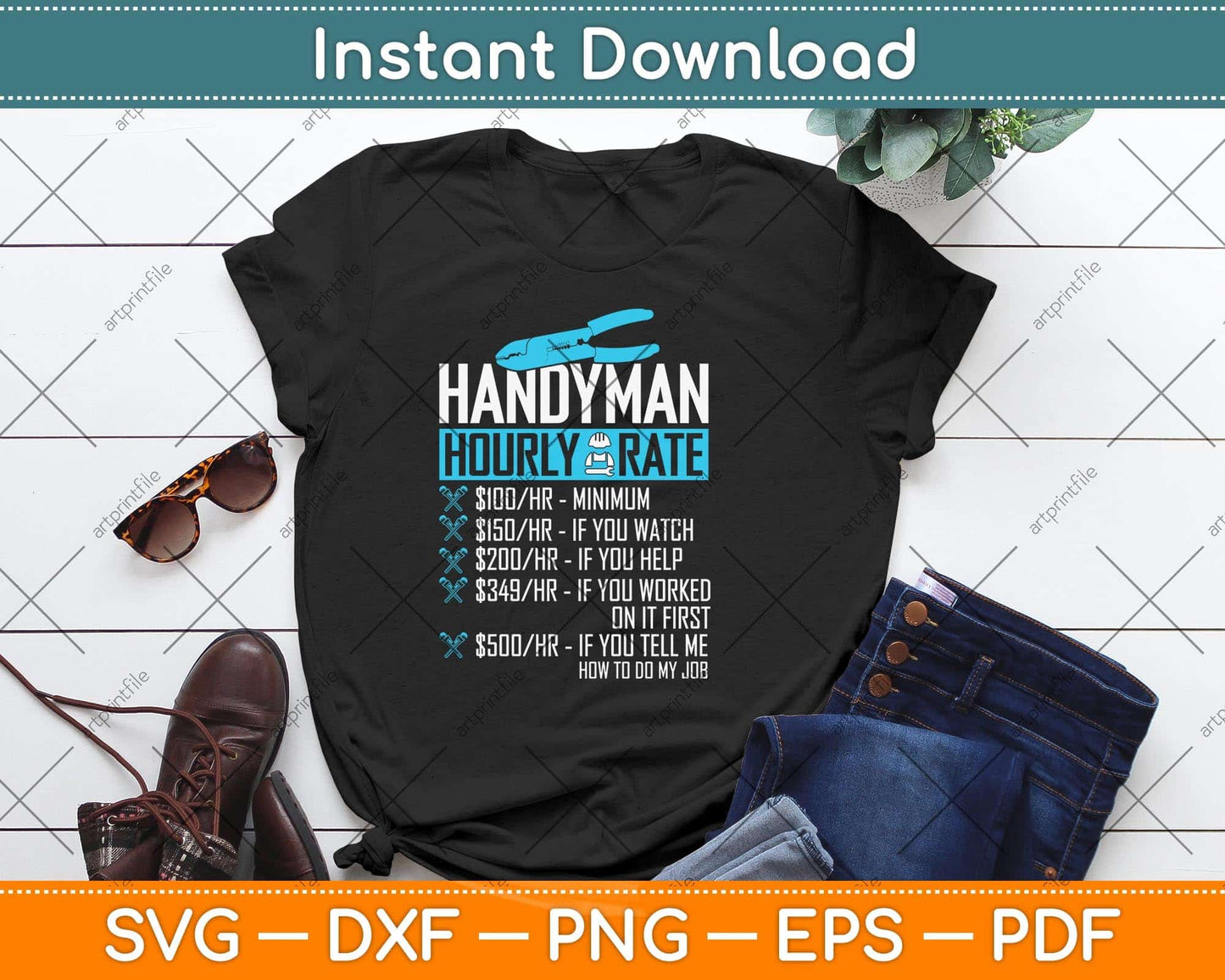 Handyman Hourly Rate Humor Carpenter Funny Handyman Svg Png Dxf Cutting File
