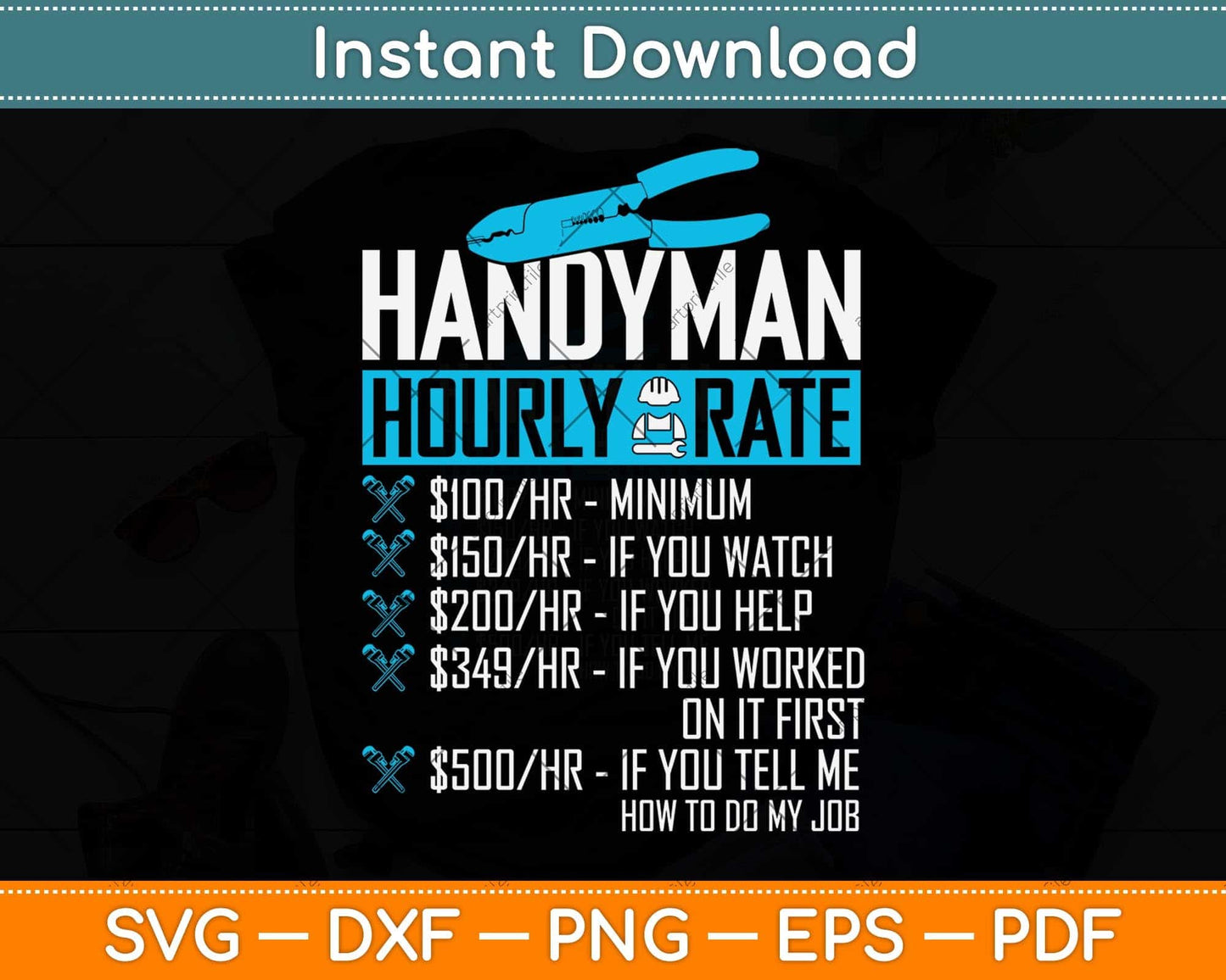 Handyman Hourly Rate Humor Carpenter Funny Handyman Svg Png Dxf Cutting File