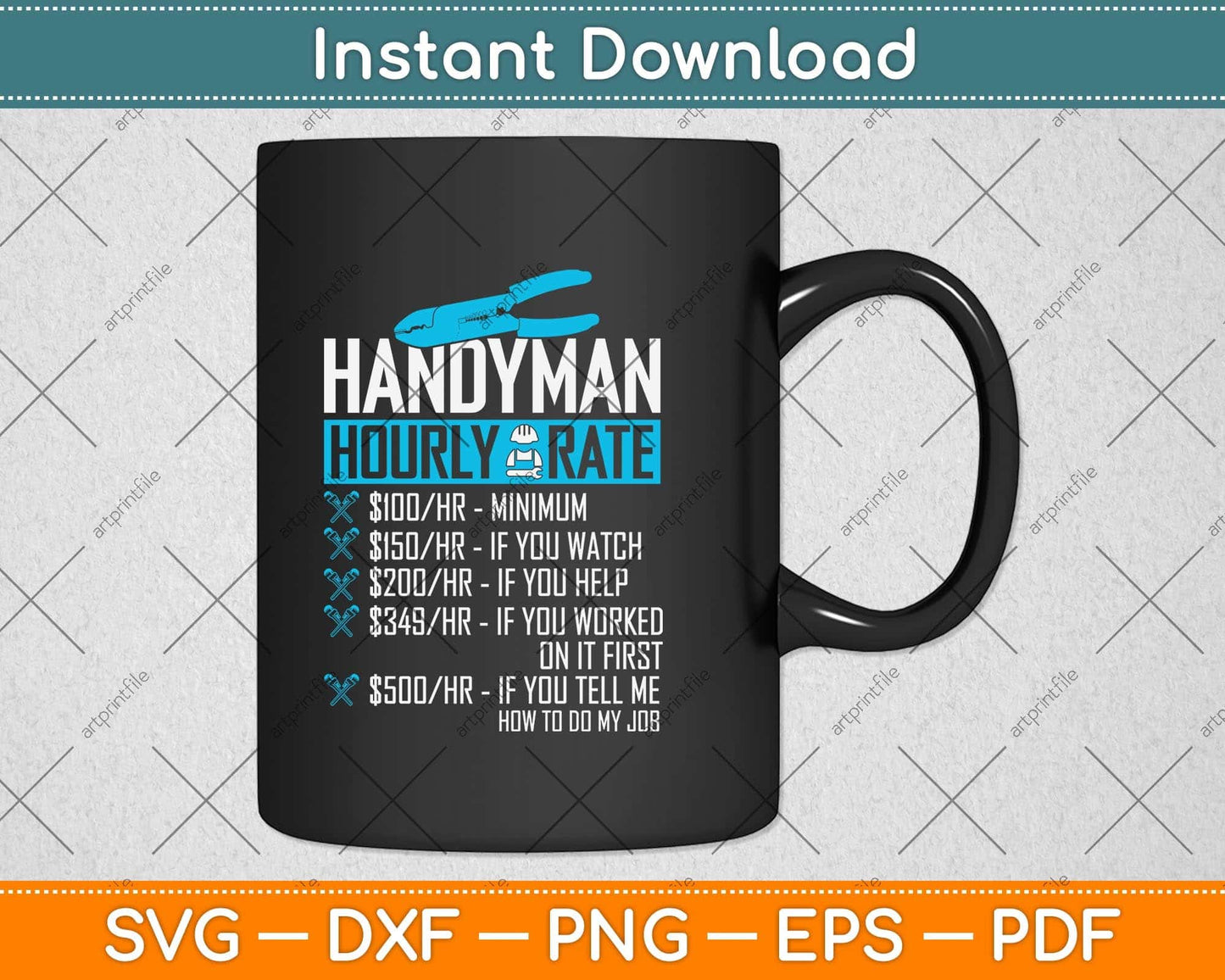 Handyman Hourly Rate Humor Carpenter Funny Handyman Svg Png Dxf Cutting File