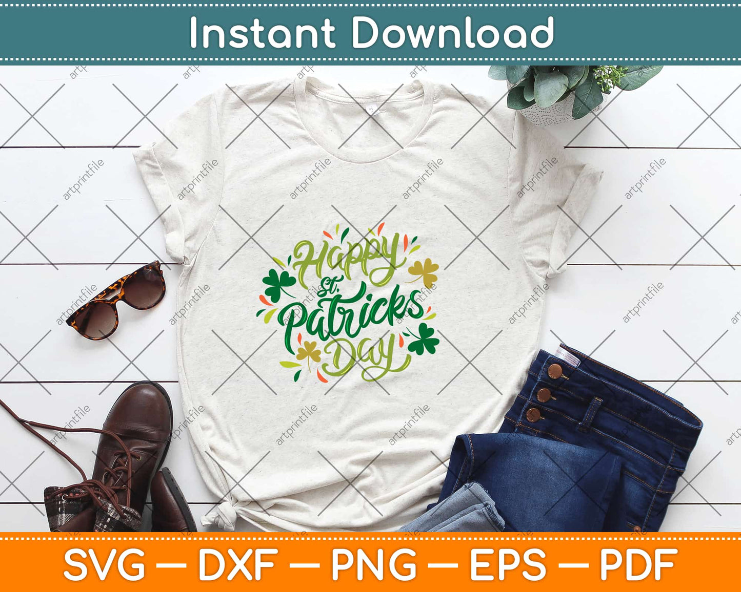 Happy St Patricks Day Svg Design Cricut Printable Cutting Files