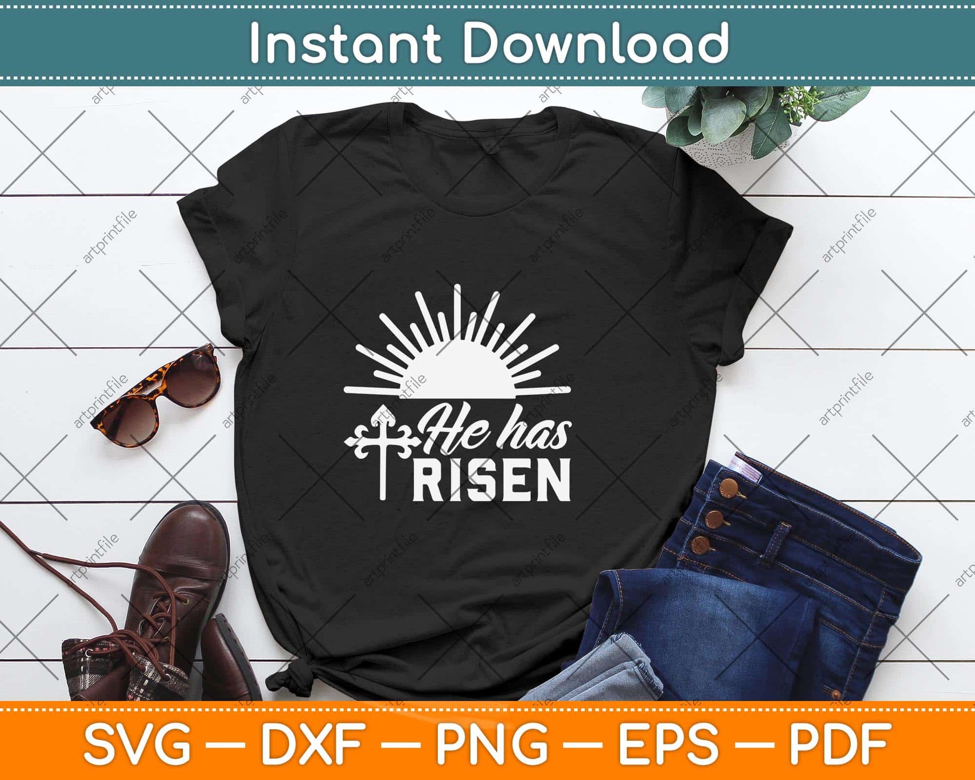 He Has Risen Easter Sublimation Svg Design Cricut Printable Cutting File