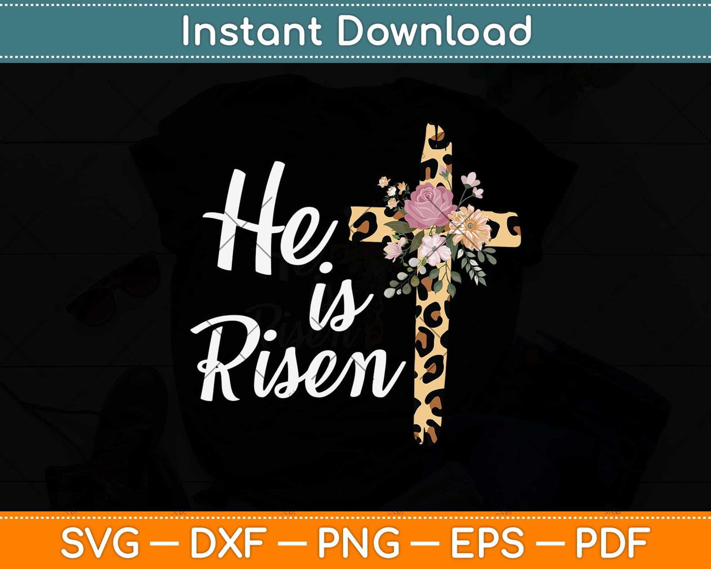 He Is Risen Jesus Christ Cross Easter Sunday Svg Png Dxf Digital Cutting File