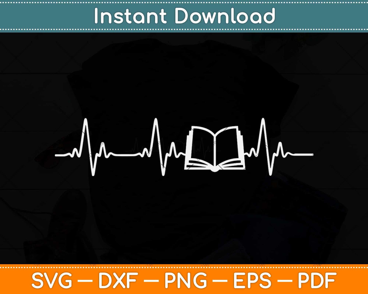 Heartbeat Book Reading Svg Png Dxf Digital Cutting File