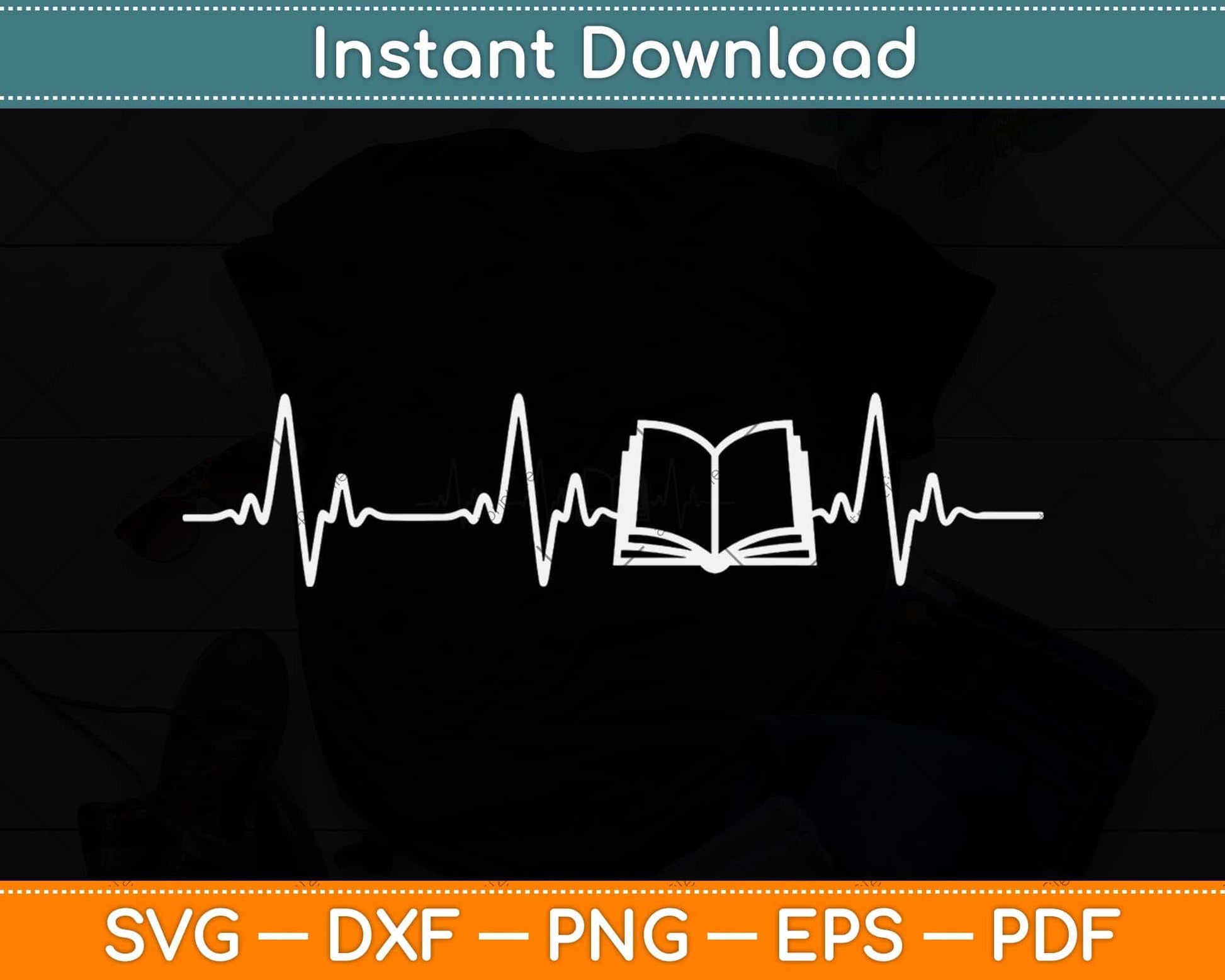 Heartbeat Book Reading Svg Png Dxf Digital Cutting File