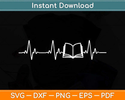 Heartbeat Book Reading Svg Png Dxf Digital Cutting File