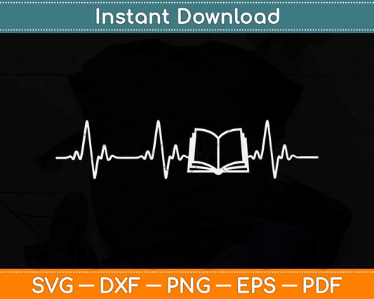 Heartbeat Book Reading Svg Png Dxf Digital Cutting File