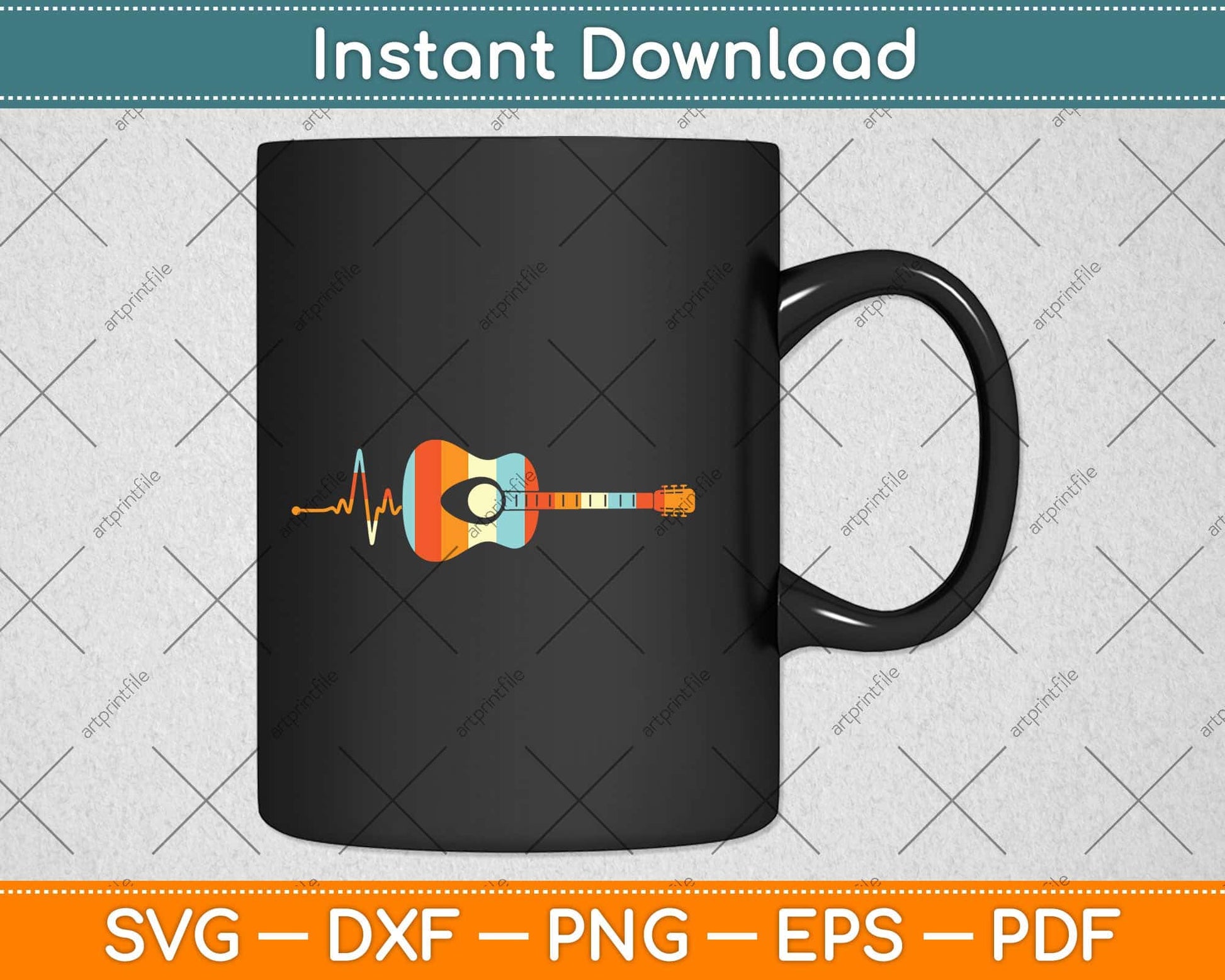 Heartbeat Guitar Svg Png Dxf Digital Cutting File