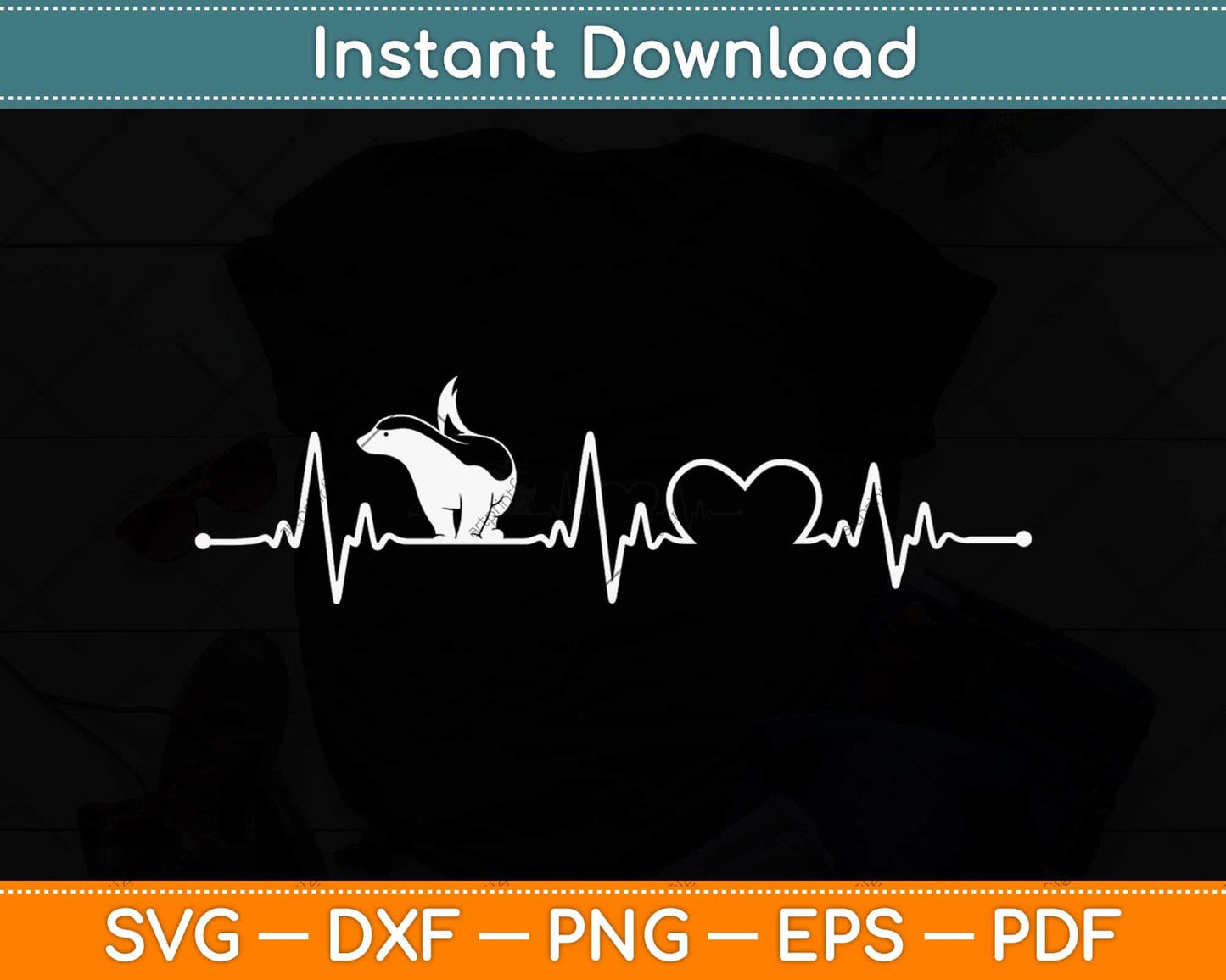 Heartbeat Honey Badger Svg Png Dxf Digital Cutting File