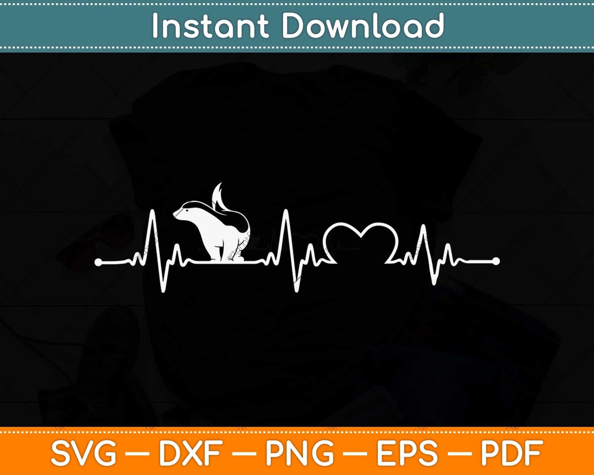 Heartbeat Honey Badger Svg Png Dxf Digital Cutting File