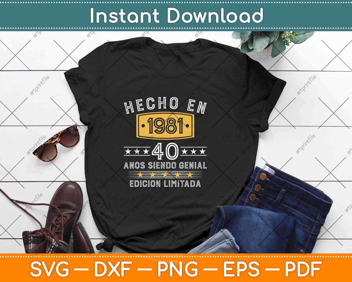 Hecho en 1981, 40 años siendo Genial 40 cumpleaños Camiseta Svg Png Dxf File