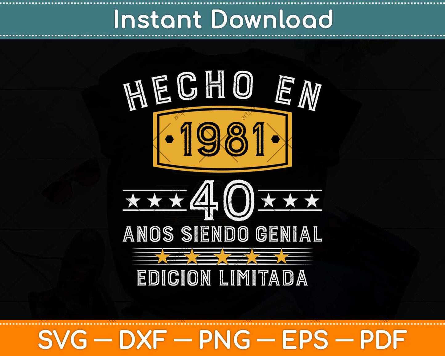 Hecho En 1981 Regalo Para Hombre Mujer 40 Años Cumpleaños Svg Png Dxf File