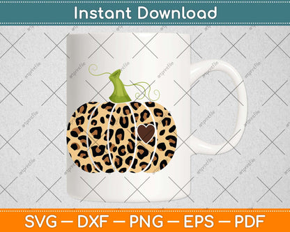 Hello Fall Animal Print Leopard heart Pumpkin Fall Halloween Svg Png Dxf Cutting File