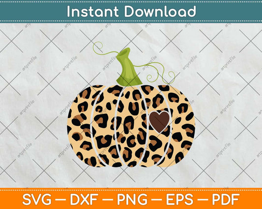 Hello Fall Animal Print Leopard heart Pumpkin Fall Halloween Svg Png Dxf Cutting File