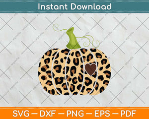 Hello Fall Animal Print Leopard heart Pumpkin Fall Halloween Svg Png Dxf Cutting File